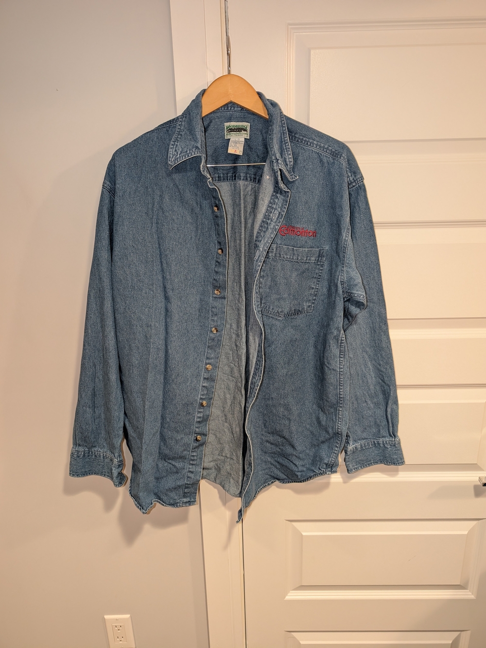 Vintage City Of Edmonton Employee Denim Button Shirt - Light Blue
